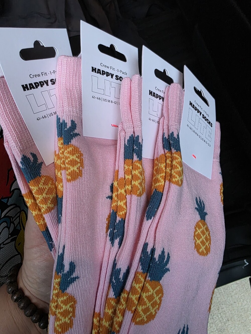 Happy Socks Pink Pineapple Crew Socks - Pack of 4.